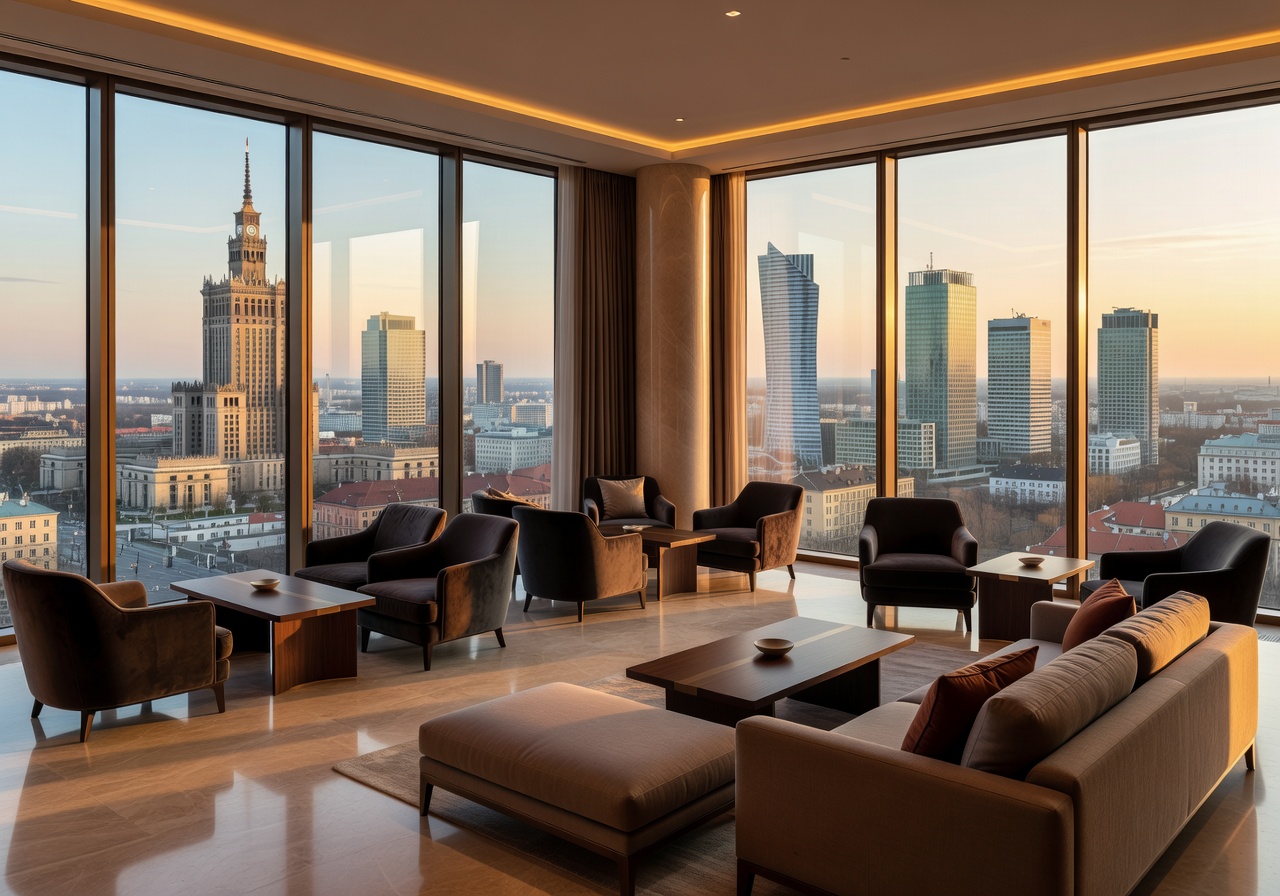 Warsaw city view luxury lounge